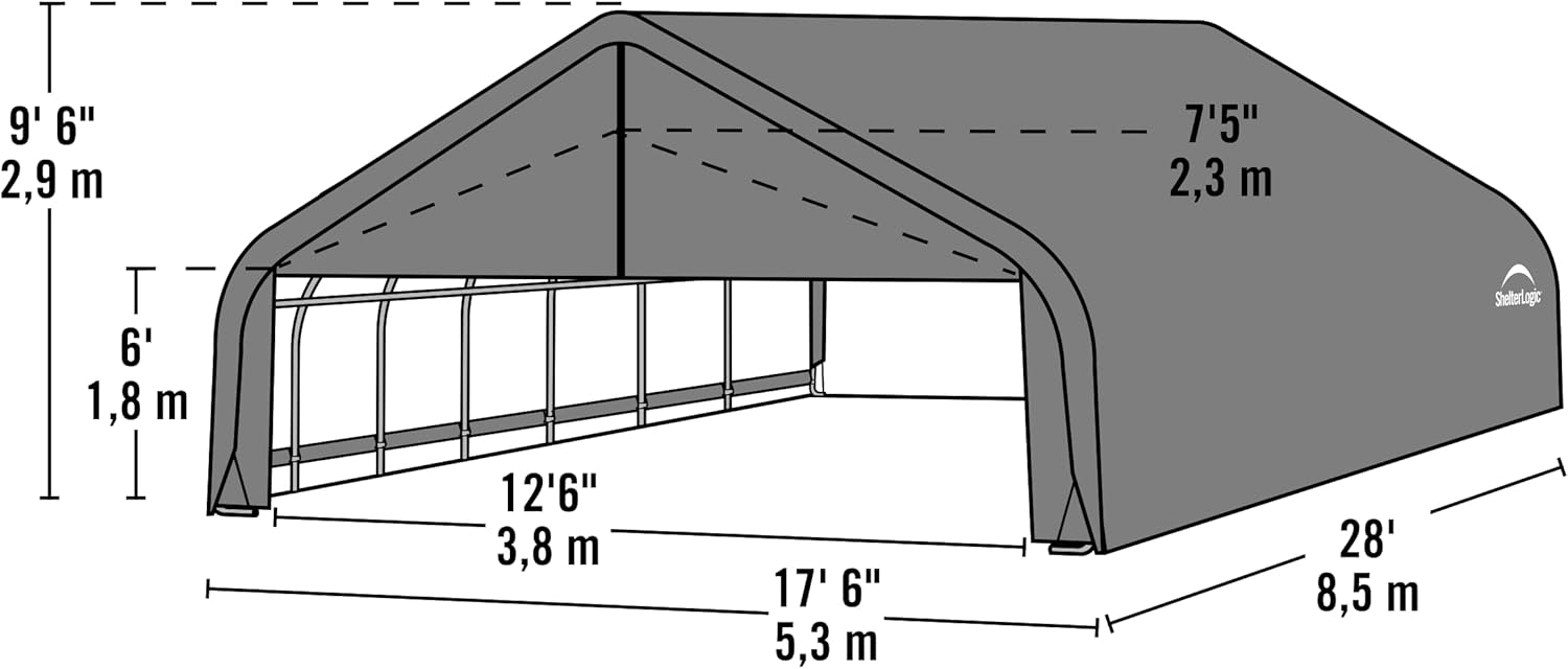 ShelterLogic 80005 Grey 18'x28'x9' Peak Style Shelter