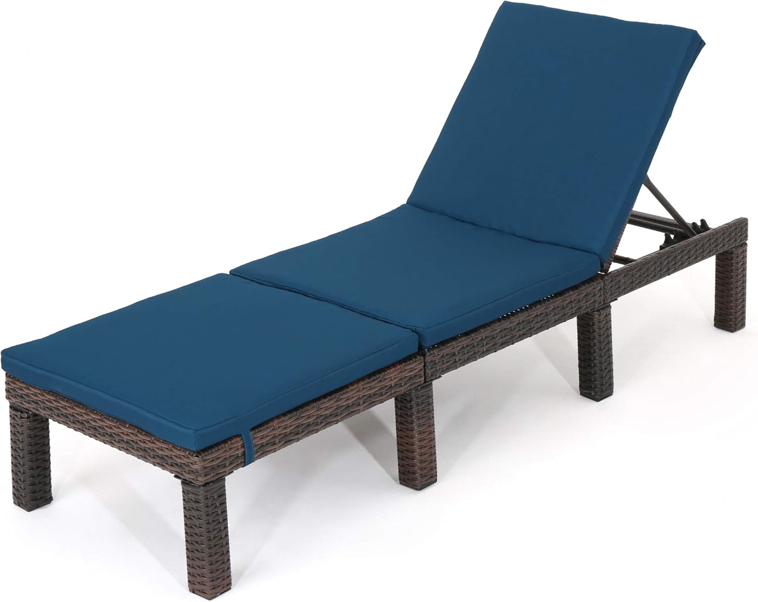 Christopher Knight Home Jamaica Outdoor Wicker Chaise Lounge with Water Resistant Cushion, Multibrown / Blue