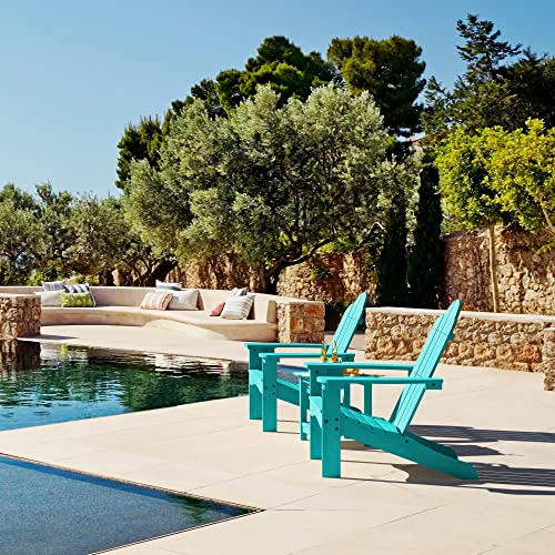 LUE BONA Adirondack Chair Weather Resistant, Black Outdoor Patio Chair, Adirondack Chairs with Cup Holder, 300LBS Modern Adirondack Chair, Poly Plastic Adirondack Chairs for Patio, Law, Garden