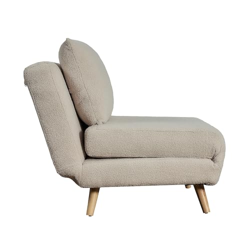 Flash Furniture Shaw Convertible Tri-Fold Chair with Pillow, Multifunctional Adjustable Sleeper with Channel Stitching and Hideaway Legs, Twin, Cream