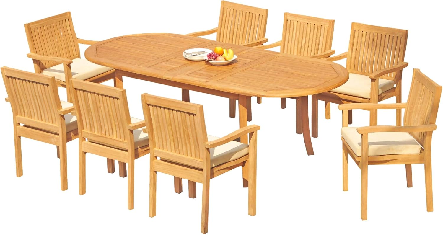 Grade-A Teak Wood 8 Seater 9 Pc Dining Set: 94