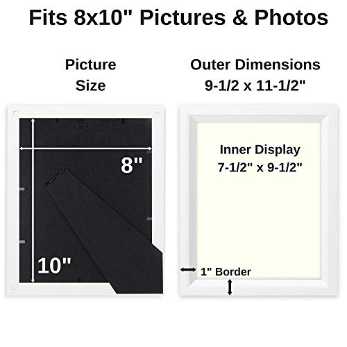 Icona Bay 8x10 Picture Frames w/Removable Mat for 5x7 Photos (White, 6 Pack), Sleek Modern Style Frames, Table Top or Wall Mount, Serenity Collection