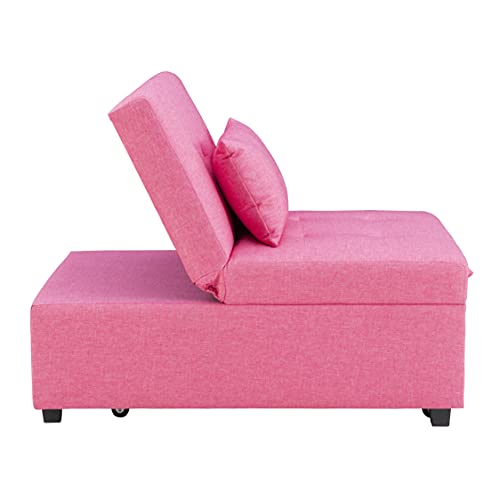 Powell Hot Pink Marnie Convertible Sofa Bed with Matching Roll Pillow