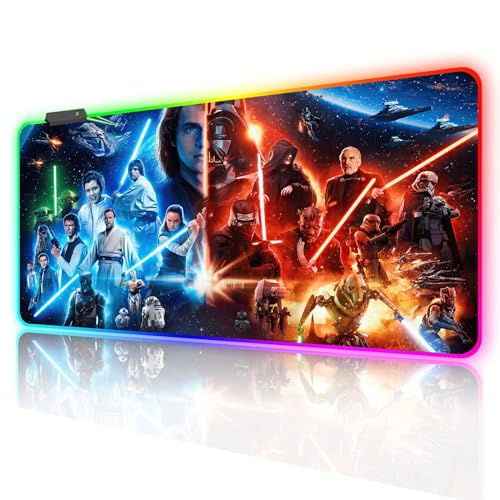 Large Gaming RGB Mouse Pad Spaceship Space Sci-fi Control Console Display Custom Desk Pad,Mousepad with Anti-Slip Rubber Base,Stitched Frame Mouse Mat,Portable Desk Mat for Office Work,31.5