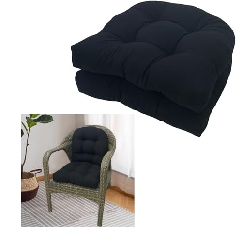 Fade Resistant U-Shape Wicker Chair Cushion Porch Chair Cushions, Round Corner - Thick Waterproof Rocking Chair Cushion, 2 PCS Patio Furniture Cushions for Patio Furniture/Dining Seats, Brown