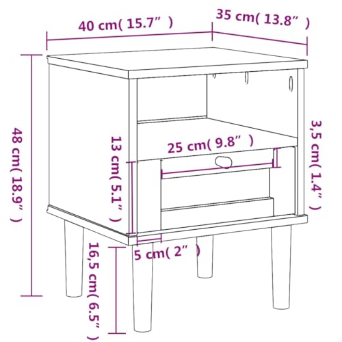 vidaXL SENJA Rattan Look Bedside Cabinet - Black Solid Pine Wood with UV Varnish Finish - Modern Styled Bedroom Furniture