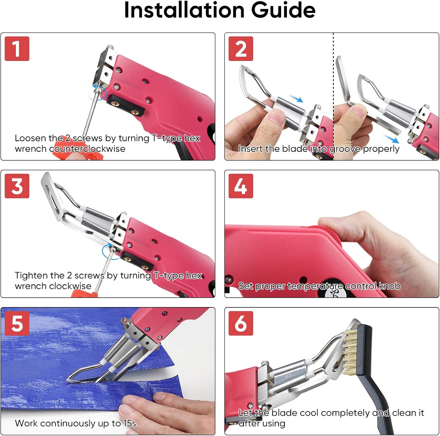ROMECH Rope Cutter Fabric Cutter -Pro Electric Hot Knife+Replacement Parts(R Blade)