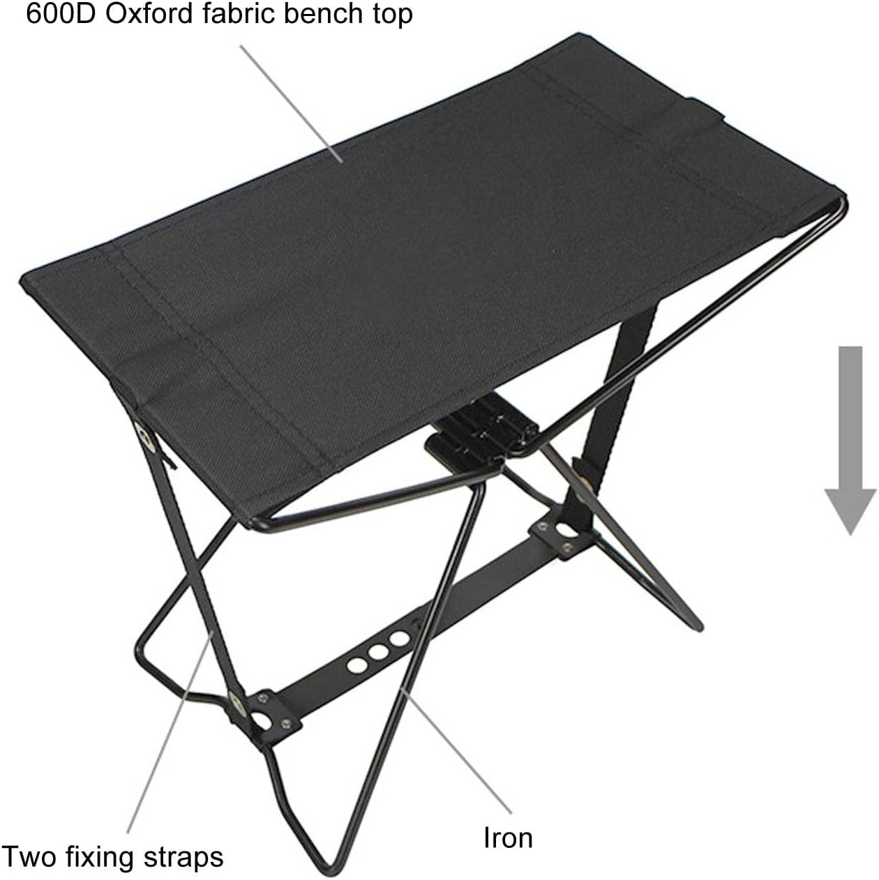 2024 Upgraded Folding Stool, Portable Folding Stool, Fishing Stool, Non-slip Bottom, Suitable for Camping Gardening Fishing Hiking BBQ Black