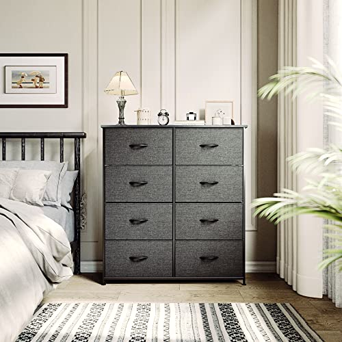 YITAHOME Storage Tower with 8 Drawers - Fabric Dresser (Black/Grey) & 7-Drawer Fabric Dresser, Furniture Storage Tower Cabinet, Organizer (Black Grey)