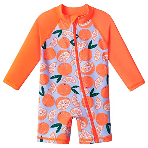 XFGIRLS Baby/Toddler Girls Swimsuit Long Sleeve One-Piece Bathing Suit Rash Guard