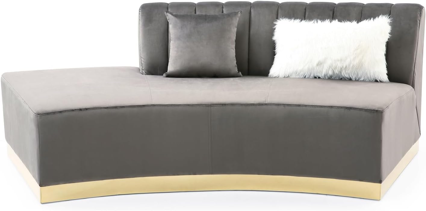 Brentwood Dark Gray Armless Velvet Curved Sofa PF-G0430-SCH
