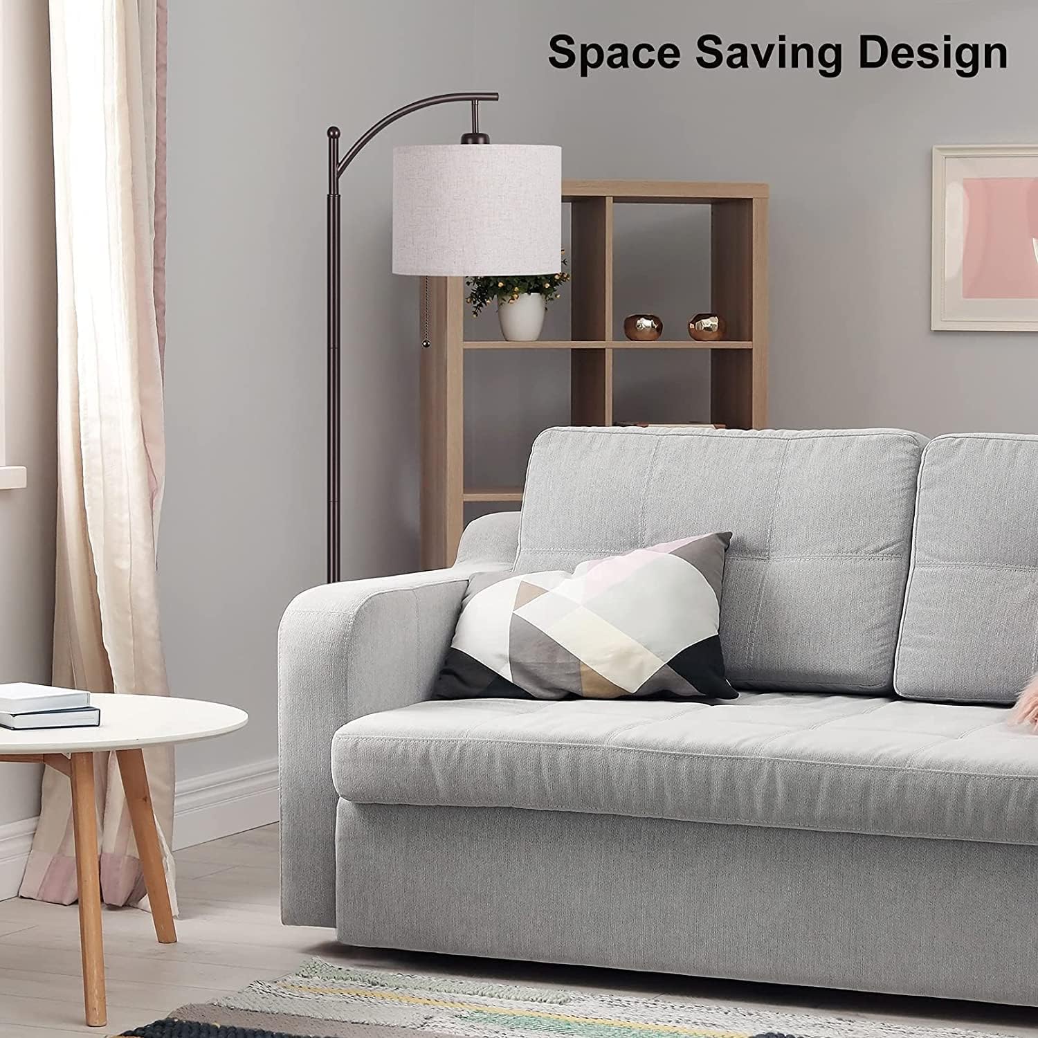 Modern Arc Floor Lamp for Living Room, Bedroom, Office; Bright Lighting to Soft White Light - includes 3-Mode Energy Saving LED Bulb Brown