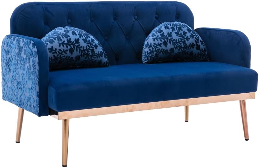 Velvet Sofa, Sofa .Loveseat Sofa with Metal Feet Navy W39536714
