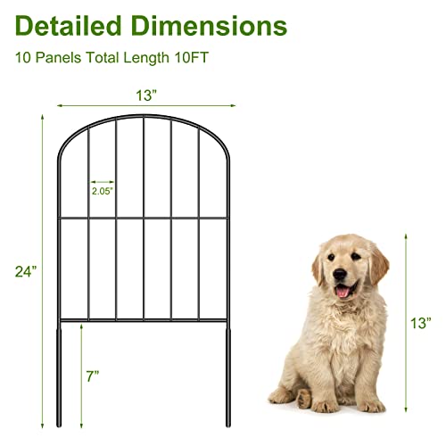 Decorative Garden Fence 10 Pack Animal Barrier Fence 10ft (L) x 24in (H) Rustproof Metal Wire Section Edging Fencing Panel for Outdoor Yard Landscape Patio, Arched
