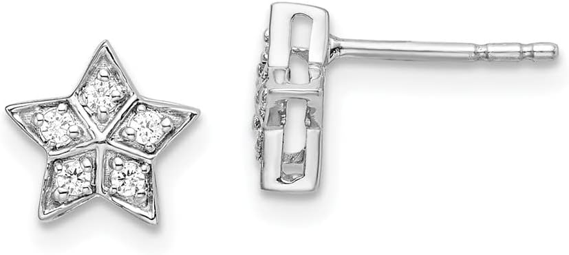 Diamond2Deal 14K White Gold Lab Grown Diamond Star Stud Earrings Fine Jewelry for Women (L- 0.32 inch, W- 0.32 inch)