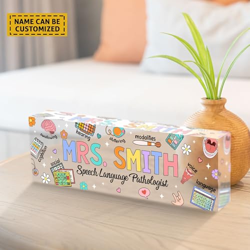 Personalized Librarian Desk Name Plate, Custom Name Plate Gift for Librarian, School Librarian Gift Acrylic Block, Book Lovers Gift, Librarian Desk Decor TD64