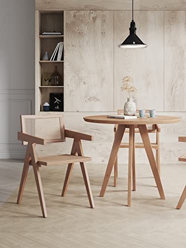 Manhattan Comfort Hamlet Rattan Wicker Cane Side Outdoor Chair for Dining Room, Patio, Restaurant, Bistro, Cafe and Pub, Set of 2, Natural