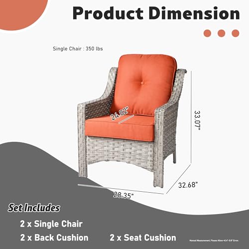 ovios 3 Piece Outdoor Patio Furniture with 3 Seat Sofa & Ottoman,Rattan Wicker Coversation Set with High Back,Sectional Sofa for Outside Porch Balcony Backyard Pool,Beige