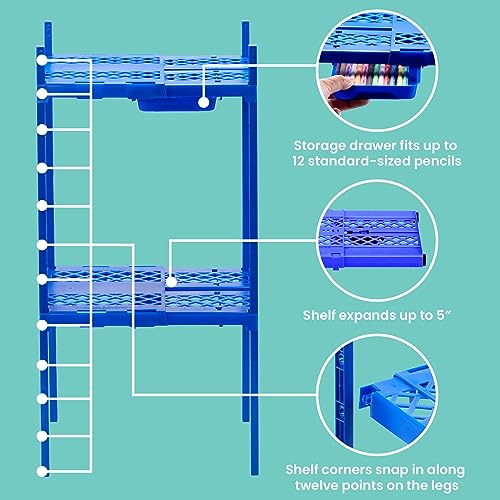 LockerMate Double Locker Shelf, Adjustable Width and Height to Fit Most School Lockers, Black