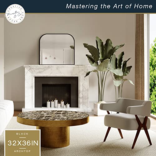 MCS Multifunction Large Wall Mirror with Shelf, 24x36 Inch, Black