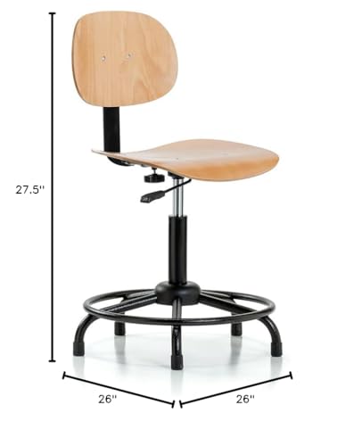 Perch Wood Pneumatic Chair, Adjustable Back and Seat - Stationary Caps, Desk Height