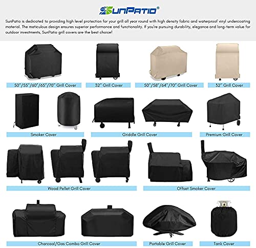 SunPatio Grill Cover 55 Inch, Outdoor Heavy Duty Waterproof Barbecue Gas Cover, UV & Fade Resistant, All Weather Protection Compatible for Weber Charbroil Nexgrill Kenmore Grills and More, Black