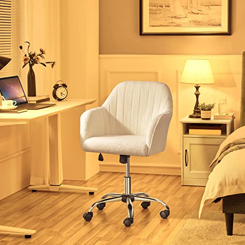 Topeakmart Home Office Chair Adjustable Upholstered Desk Chair Modern Mid Back Chairs Tufted Velvet Fabric Computer Desk Chair Swivel Adjustable Accen Task Chair Computer Desk Stools Gray