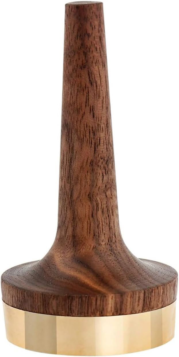 Wooden Ring Holder for Jewelry,Black Walnut Wood with Brass Stand Modern Display,Fits any Size small jewelry ring holder for nightstand, For Wedding & Anniversary