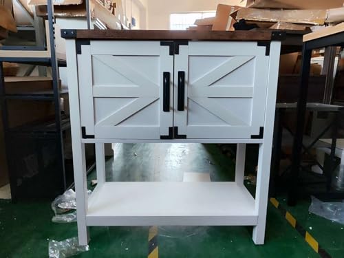 IDEALHOUSE Farmhouse Entryway Table, Console Table with 2 Storage Cabinets, Coffee Bar Cabinet, Sofa Tables Buffet Sideboard for Kitchen, Hallway, Dining, Living Room-Grey