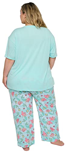 Disney Womens Pajama Set The Little Mermaid Print T-shirt and Lounge Pants