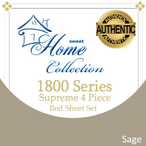 Sweet Home Collection Supreme 1800 Series 4pc Bed Sheet Set Egyptian Quality Deep Pocket - Queen, Gray