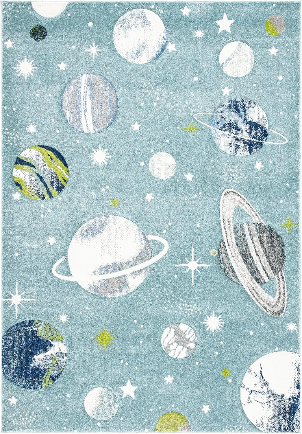 SAFAVIEH Carousel Kids Collection Accent Rug - 2' x 3', Teal & Ivory, Non-Shedding & Easy Care, Ideal for High Traffic Areas for Boys & Girls in Playroom, Nursery, Bedroom (CRK103J)