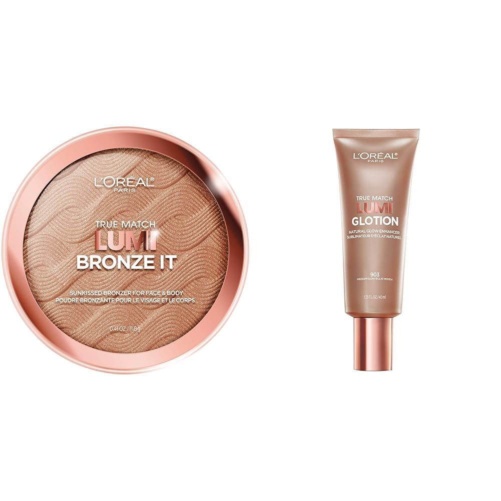 L'Oreal Paris Cosmetics True Match Bronzer and Glotion Highlighter Bronze It Bronzer 0.41oz and Glotion Highlighter 1.35oz