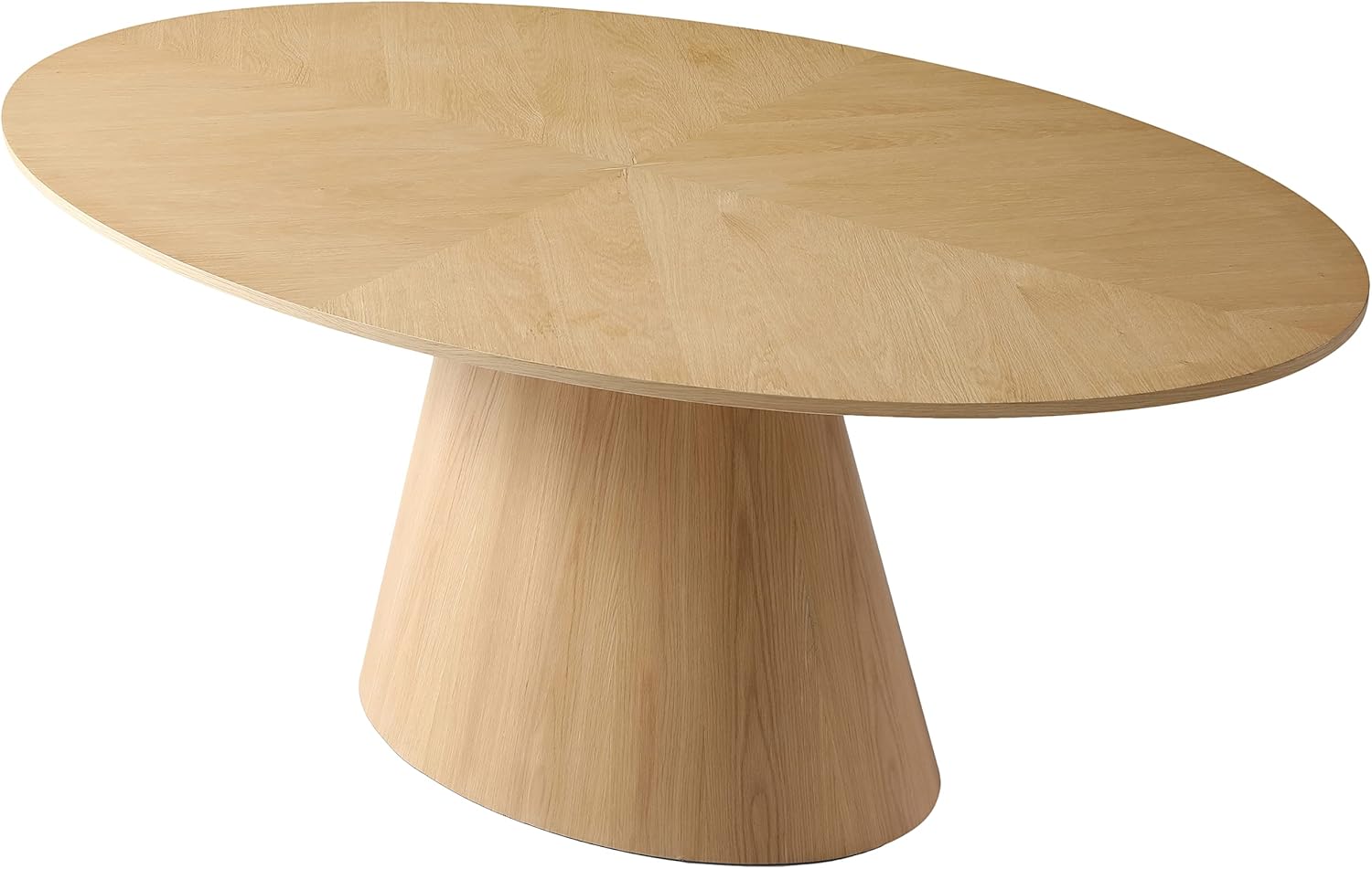 Meridian Furniture Gavin Collection Mid Century Oval White Oak Wood Dining Table, 72