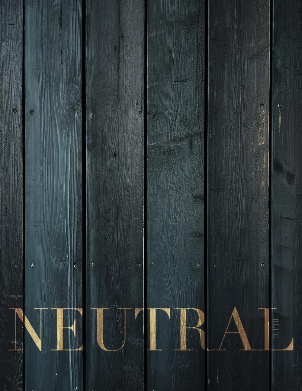 Neutral Blue: Modern Decorative Book, Fresh Decor Object For Coffee Table Aesthetics, Dark Blue Wood Panel Accents, Adding Charm to Your Living Room, Blank Numbered Interior