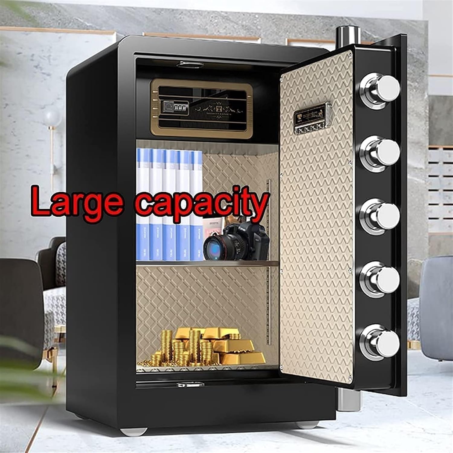 Safe Box,Safe Safe Box Security Safe Box Digital Cabinet Safe Fireproof Safe,Mechanical Code Lock Key Safety Cabinet,Large Home Business Office File Storage Box,Anti-Theft Security ()