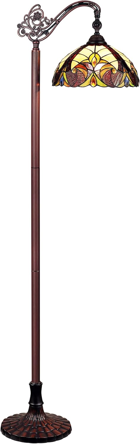 Chloe Lighting Adia Tiffany-Style Dark Bronze 1-Light Victorian Reading Floor Lamp 11