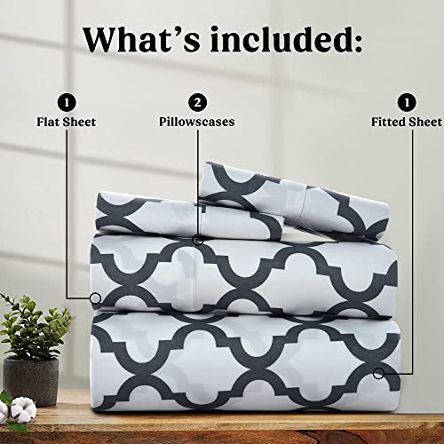 Lux Decor King Size Bed Sheets Set, 6-Pc Cooling Bed Set, Breathable Hotel Style Sheets, Microfiber Sheets Deep Pockets, Easy-Fit, Soft & Wrinkle Free Oeko-Tex Paisley Bed Sheets (King, Grey)