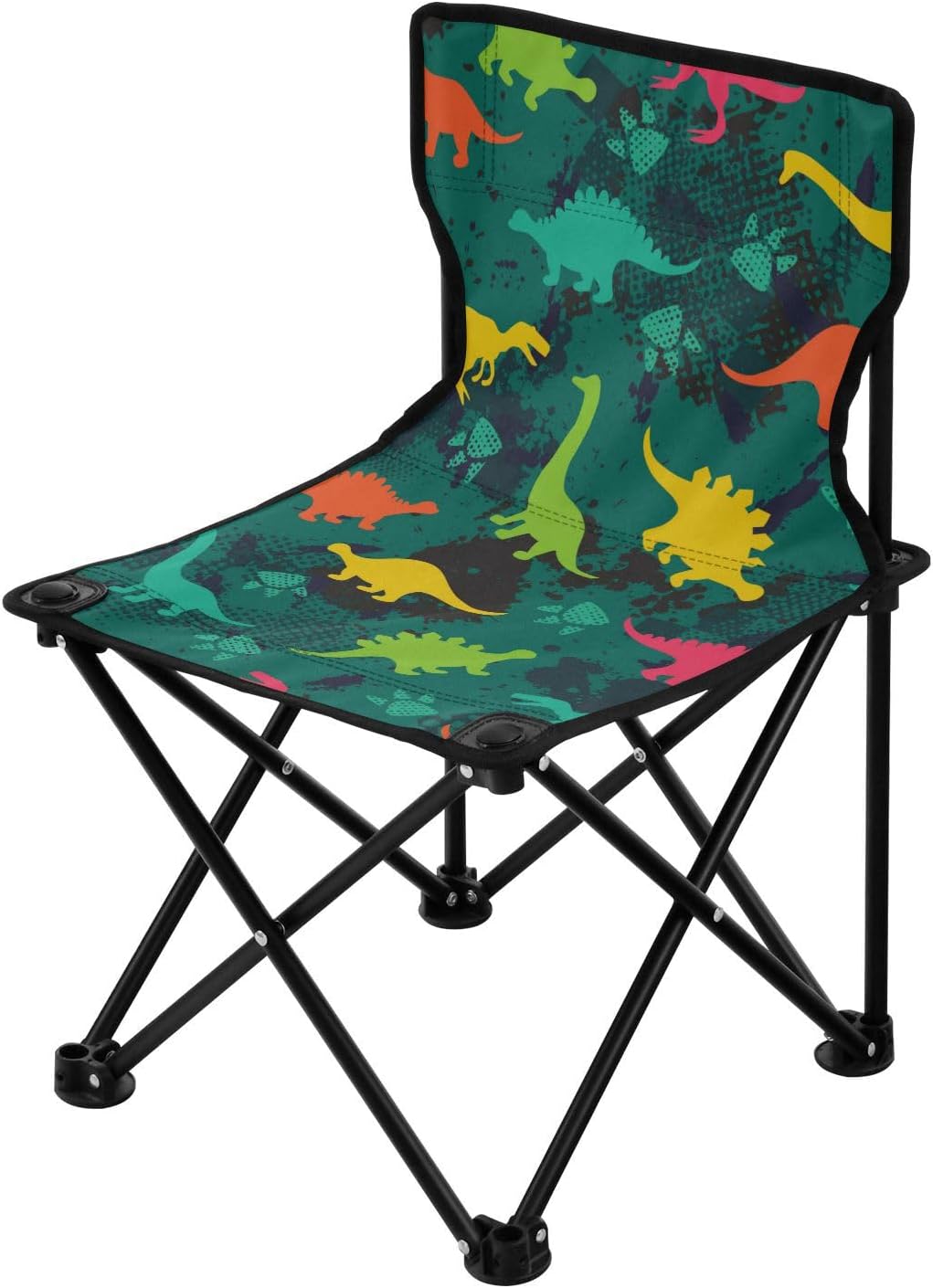 Portable Ultralight Camp Chair Cute Girls Boys Dinos Green Ultralight Foldable Chairs Indoor with Carrying Bag Fishing Chair for Indoor Ice Fishing