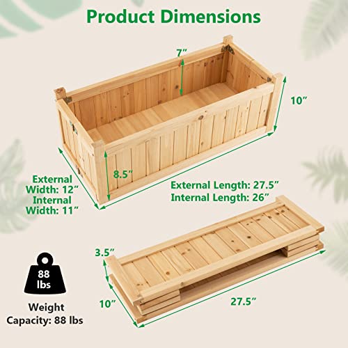 Giantex 15” Planter Raised Garden Bed - Wooden Planting Box, Outdoor Folding Square Planter w/Removable Bottom, Premium Drainage System for Herbs, Fruits, Flowers, Succulents, Simple Assembly