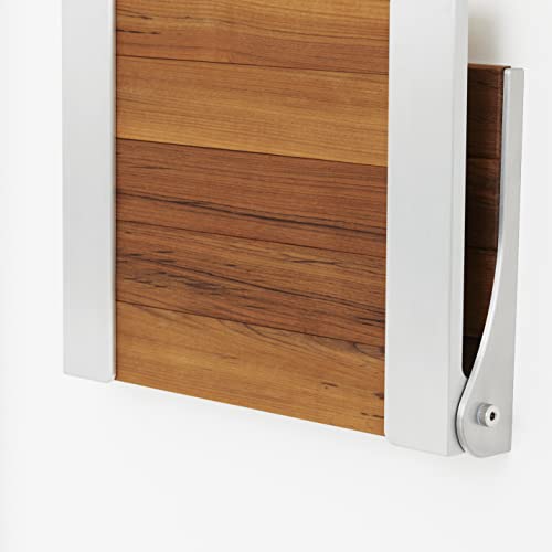 Seachrome Silhouette Natural Teak Wood Wall Mount Folding Shower Seat Bench with Matte Black Frame