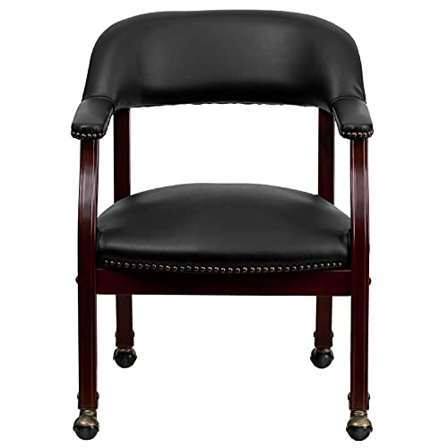 EMMA + OLIVER Navy Vinyl Luxurious Conference Chair with Casters