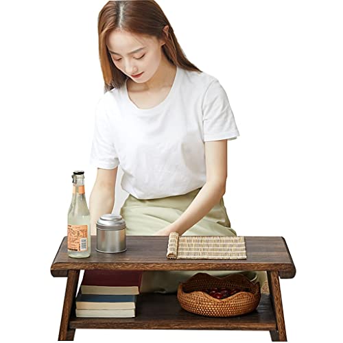 Japanese Style Tatami Bay Window Meditation Table Foldable Zen Tea Low Table Double Storage Coffee Table Retro Coffee Table (Size : 50x30x20cm)