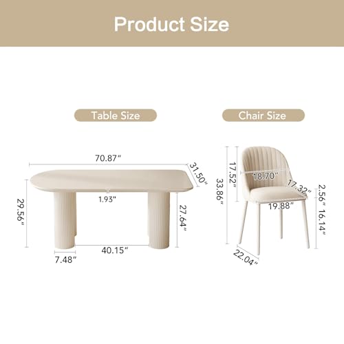 7-Piece Dining Table Set with 6 Chairs for Kitchen, Bar, Dining Room Table Set for 4-6 People, Indoor Kitchen Table Set, 55.11