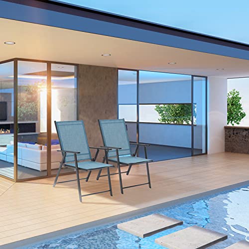 VICLLAX Outdoor Chairs Set of 4, Metal Stackable Patio Sling Chairs for Lawn Garden, Red