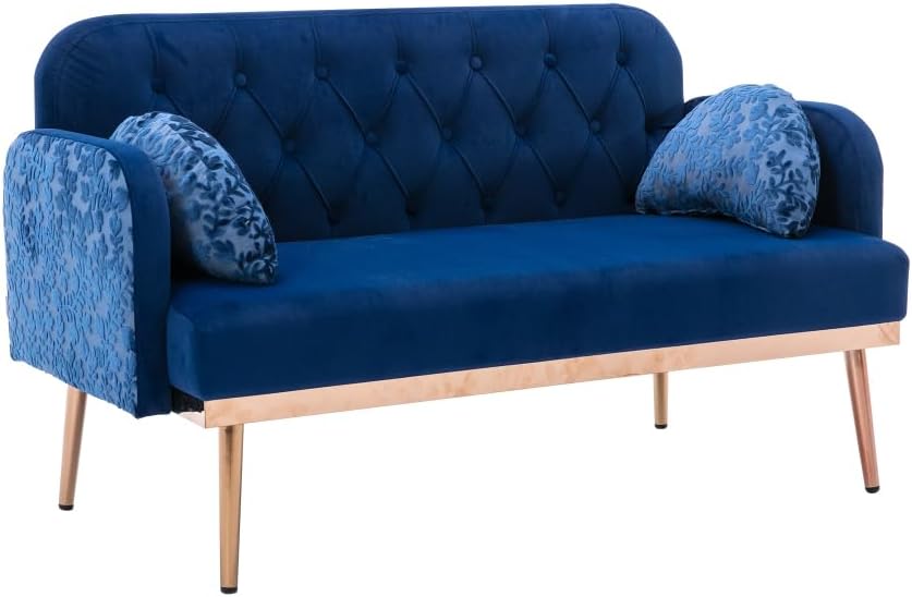 Velvet Sofa, Sofa .Loveseat Sofa with Metal Feet Navy W39536714
