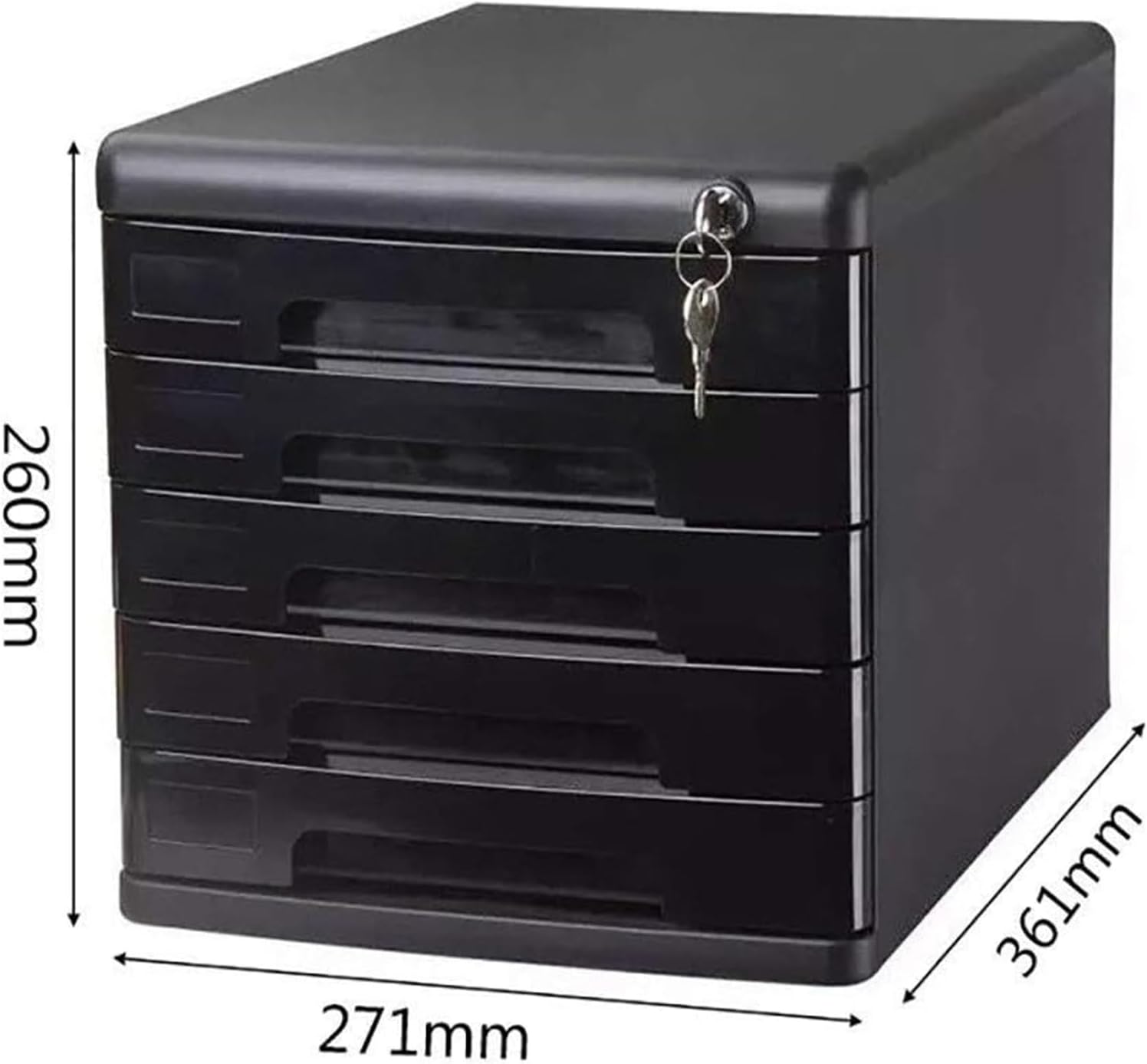 File Cabinet Desktop File Cabinet, Office Storage Box with Lock/Blank Label, 5-Layer Drawer Storage Organization