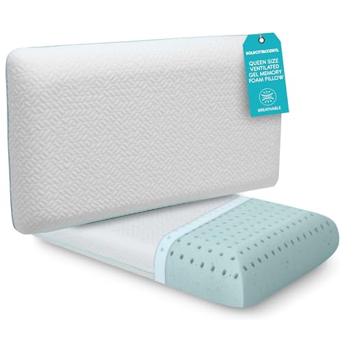Memory Foam Pillow, CertiPUR-US Certified - Polyester Cooling Pillow for Comfortable Sleep - Cooling Gel Pillow with Removable Zipper - Standard Size