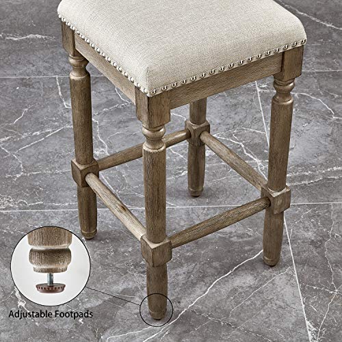 Ball & Cast Counter Height Barstool Upholstered Counter Stool Weathered Oak Finish 2-Pack 26