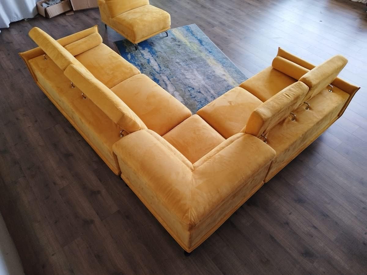 Stendmar Modern Yellow Microfiber Fabric Sectional Sofa S670B